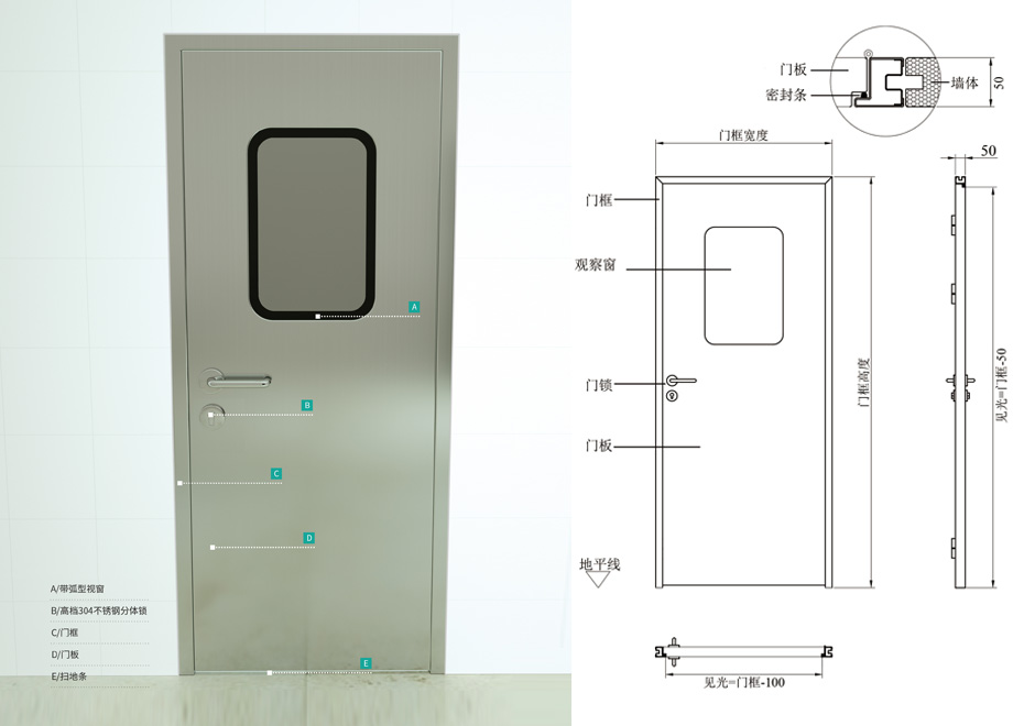 不銹鋼潔凈門手工板式